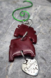 Maroon Jeep Polymer Clay Ornament with Christmas 2023 Stainless Steel Charm Dangle