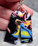 Arched Rectangle Piece Multicolor Polymer Clay Dangle Earrings