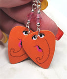 Sesame Street Mr. Snuffleupagus Guitar Pick Earrings with Pink Swarovski Crystals