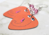 Sesame Street Mr. Snuffleupagus Guitar Pick Earrings with Pink Swarovski Crystals