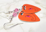 Sesame Street Mr. Snuffleupagus Guitar Pick Earrings with Pink Swarovski Crystals