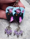 Sesame Street The Count Guitar Pick Earrings with Purple Swarovski Crystal Dangles