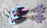 Sesame Street The Count Guitar Pick Earrings with Purple Swarovski Crystal Dangles