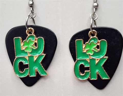 Luck Shamrock Charm Guitar Pick Earrings - Pick Your Color