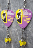 Social Distortion Somewhere Between Heaven And Hell Pick Guitar Earrings with Yellow Opal Swarovski Crystal Dangles