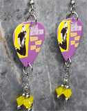 Social Distortion Somewhere Between Heaven And Hell Pick Guitar Earrings with Yellow Opal Swarovski Crystal Dangles