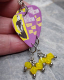 Social Distortion Somewhere Between Heaven And Hell Pick Guitar Earrings with Yellow Opal Swarovski Crystal Dangles