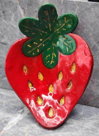 Hand Painted Strawberry Polymer Clay Trinket Dish