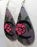 Metallic Color Shifting Teardrop Earrings with a Hand Painted Flower Moon OOAK