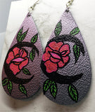 Metallic Color Shifting Teardrop Earrings with a Hand Painted Flower Moon OOAK