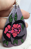 Metallic Color Shifting Teardrop Earrings with a Hand Painted Flower Moon OOAK