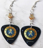 Horoscope Astrological Sign Aquarius Guitar Pick Earrings with Metallic Sunshine Swarovski Crystals