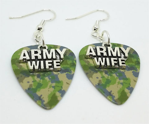 CLEARANCE Army Wife Charm Guitar Pick Earrings - Pick Your Color