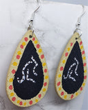 CLEARANCE Aboriginal Style Art Hand Painted Kangaroo FAUX Leather Teardrop Shaped Earrings
