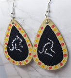 CLEARANCE Aboriginal Style Art Hand Painted Kangaroo FAUX Leather Teardrop Shaped Earrings