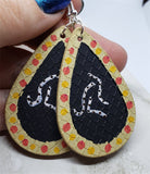 CLEARANCE Aboriginal Style Art Hand Painted Kangaroo FAUX Leather Teardrop Shaped Earrings