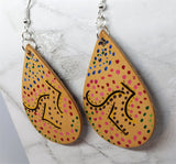 Aboriginal Style Art Hand Painted Kangaroo Real Leather Teardrop Shaped Earrings