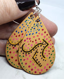 Aboriginal Style Art Hand Painted Kangaroo Real Leather Teardrop Shaped Earrings