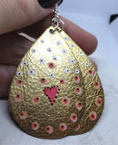 CLEARANCE Aboriginal Style Dot Art Hand Painted Metallic Gold Real Leather Teardrop Shaped Earrings