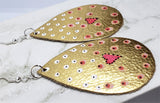 CLEARANCE Aboriginal Style Dot Art Hand Painted Metallic Gold Real Leather Teardrop Shaped Earrings