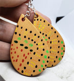 CLEARANCE Aboriginal Style Dot Art Hand Painted Vegetable Tanned Real Tan Leather Teardrop Shaped Earrings