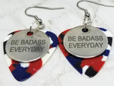 CLEARANCE Be Badass Everyday Charm Guitar Pick Earrings - Pick Your Color