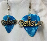 CLEARANCE Believe Text Charm Guitar Pick Earrings - Pick Your Color