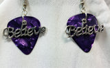 CLEARANCE Believe Text Charm Guitar Pick Earrings - Pick Your Color