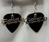 CLEARANCE Believe Text Charm Guitar Pick Earrings - Pick Your Color