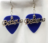 CLEARANCE Believe Text Charm Guitar Pick Earrings - Pick Your Color