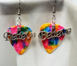 CLEARANCE Believe Text Charm Guitar Pick Earrings - Pick Your Color