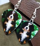 Bernese Mountain Dog Puppy Guitar Pick Earrings