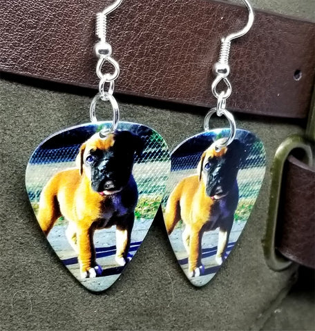 Boxer Puppy Guitar Pick Earrings