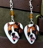 Boxer Guitar Pick Earrings with Topaz Swarovski Crystals