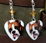 Boxer Guitar Pick Earrings with Topaz Swarovski Crystals