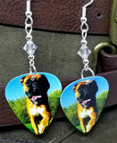 Boxer Guitar Pick Earrings with Clear Swarovski Crystals