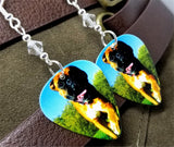 Boxer Guitar Pick Earrings with Clear Swarovski Crystals