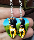 Boxer Guitar Pick Earrings with Clear Swarovski Crystals