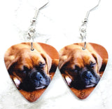 Adorable Sleeping Boxer Puppy Guitar Pick Earrings