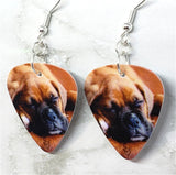 Adorable Sleeping Boxer Puppy Guitar Pick Earrings
