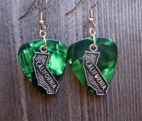 CLEARANCE State of California Charm Guitar Pick Earrings - Pick Your Color