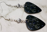 Horoscope Astrological Sign Cancer Guitar Pick Earrings with Metallic Silver Swarovski Crystals