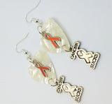 Cancer Sucks Orange Ribbon Guitar Pick Earrings