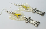 Cancer Sucks Yellow Ribbon Guitar Pick Earrings