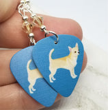 Chihuahua Guitar Pick Earrings with Champagne Colored Swarovski Crystals