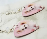 Chihuahua Guitar Pick Earrings with Opal Swarovski Crystals