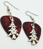 CLEARANCE Tall Starry Christmas Tree Charm Guitar Pick Earrings - Pick Your Color