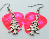 CLEARANCE Tall Starry Christmas Tree Charm Guitar Pick Earrings - Pick Your Color