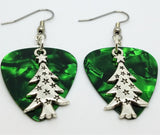 CLEARANCE Tall Starry Christmas Tree Charm Guitar Pick Earrings - Pick Your Color