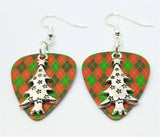 CLEARANCE Tall Starry Christmas Tree Charm Guitar Pick Earrings - Pick Your Color